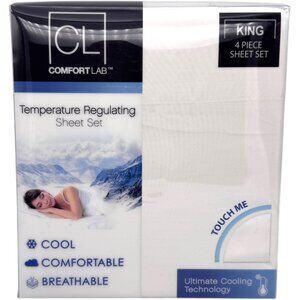 Comfort Lab King 4pc Temperature Regulating Cooling Breathable White Sheet Set